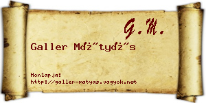 Galler Mátyás névjegykártya