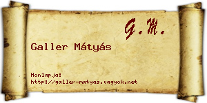 Galler Mátyás névjegykártya